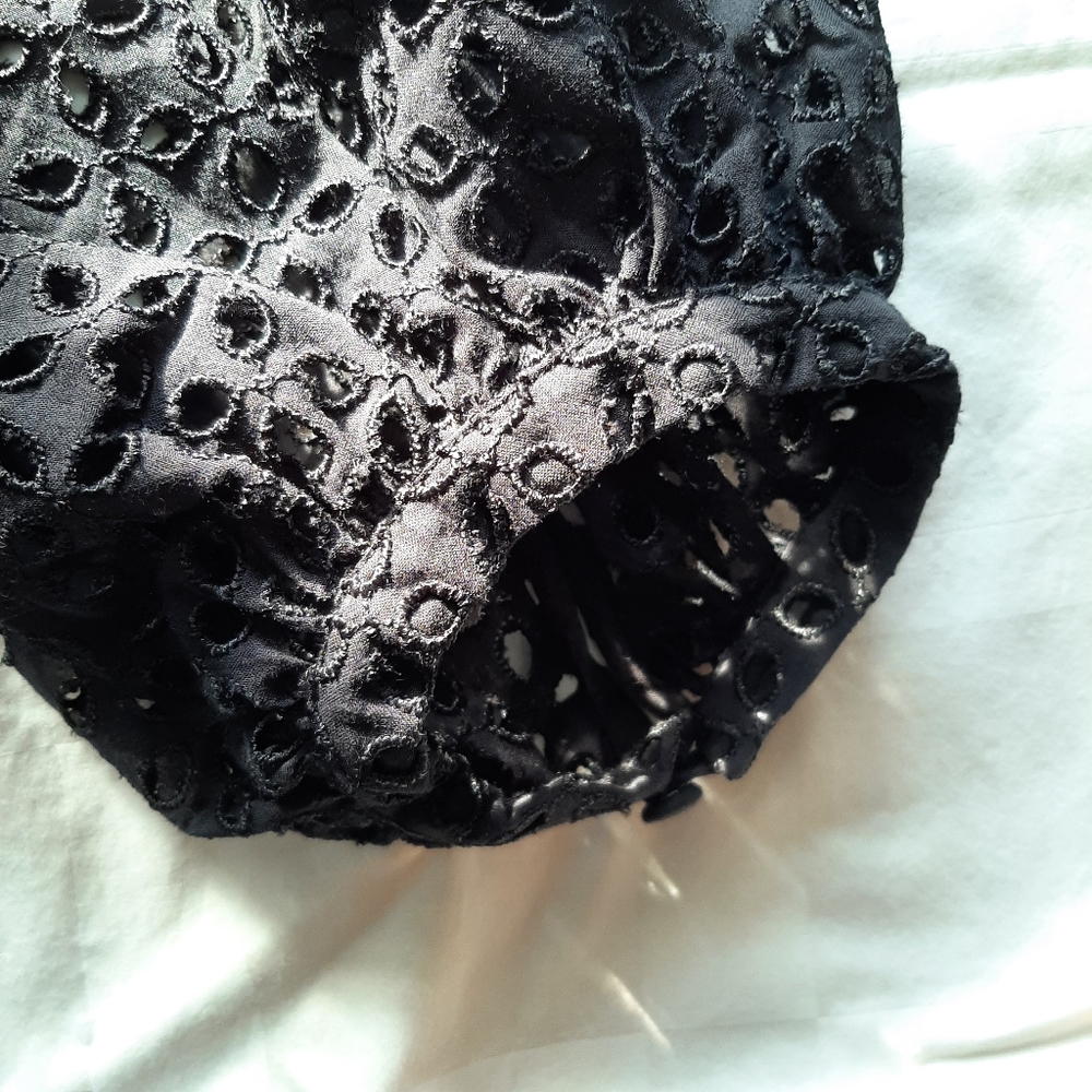 Club Monaco Puff Sleeve Eyelet Top in Black - Picture 3 of 11